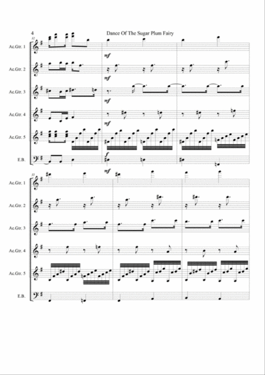 Dance of the Sugar Plum Fairy Guitar Ensemble scores gallery preview page 4