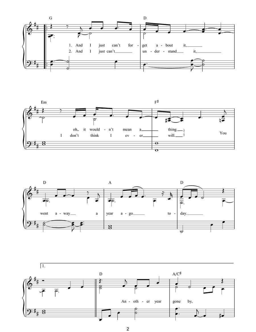 A Year Ago Today A Year Ago Today Piano Solo scores gallery preview page 2