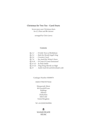 Book cover for Christmas for Two Too - 7 Easy Carol Duets - C flute/Bb clarinet . By Chris Lawry
