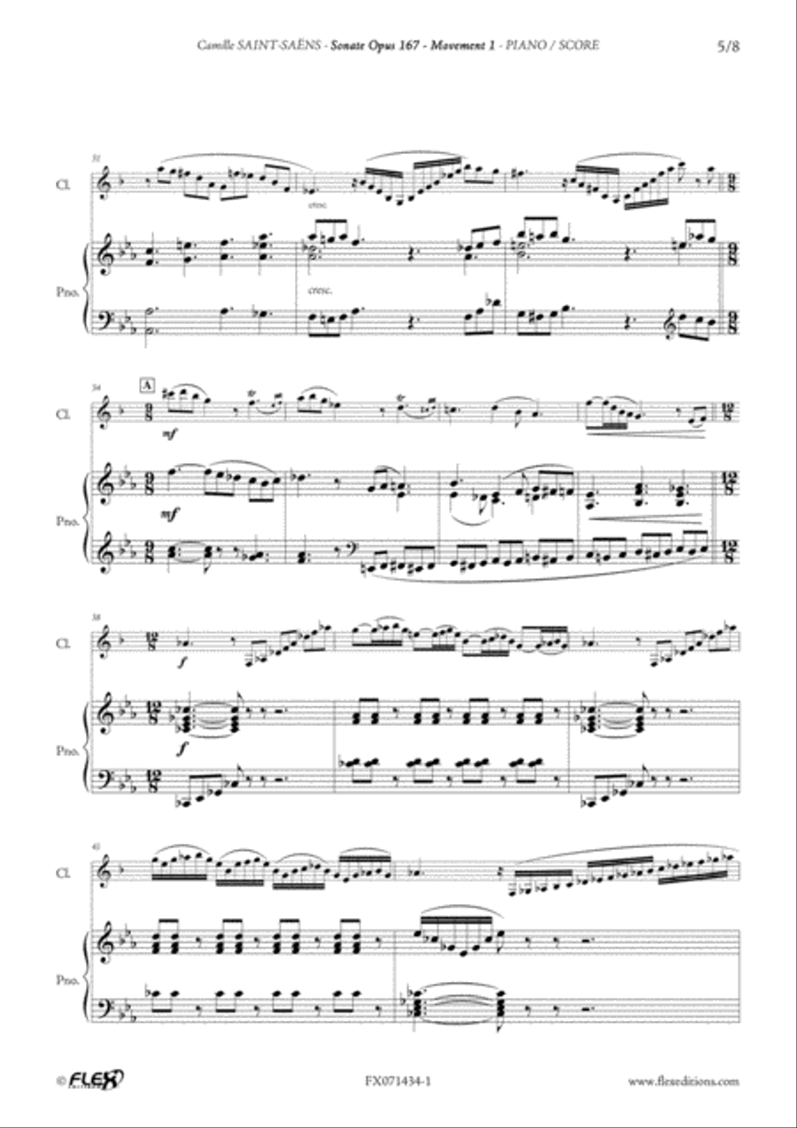 Sonata Opus 167 - Mvt 1 B-Flat Clarinet scores gallery preview page 5