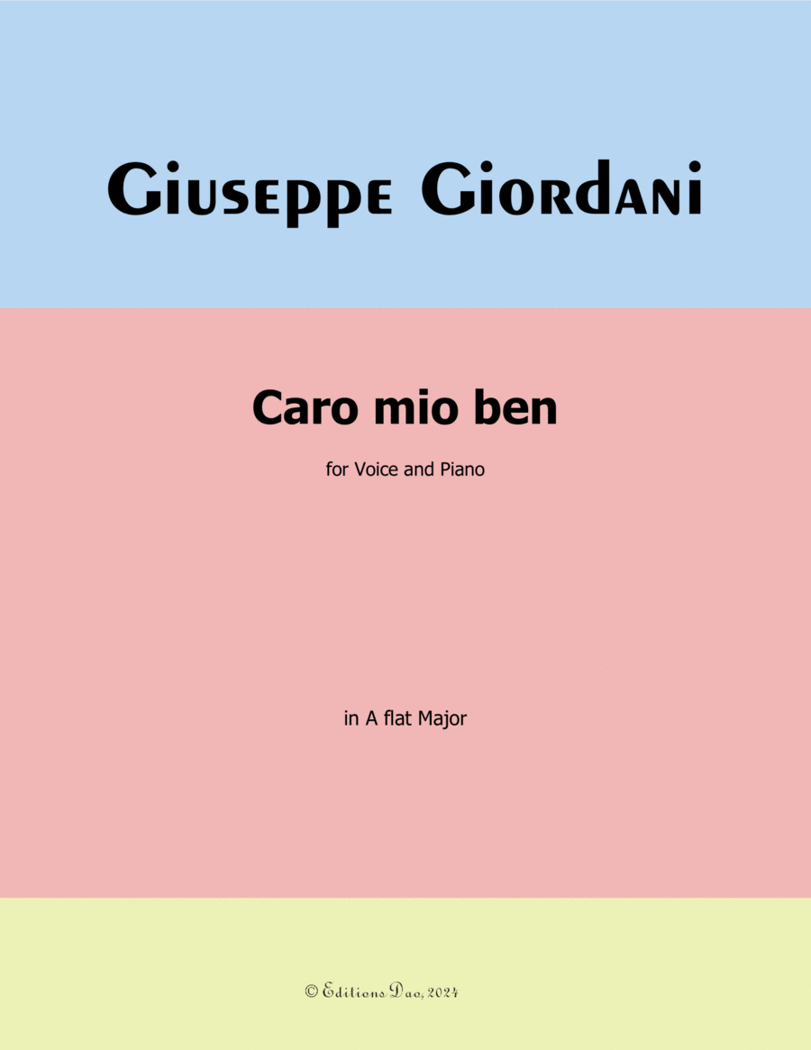 Caro mio ben, by Giordani, in A flat Major Voice scores gallery preview page 1