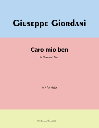Book cover for Caro mio ben, by Giordani, in A flat Major