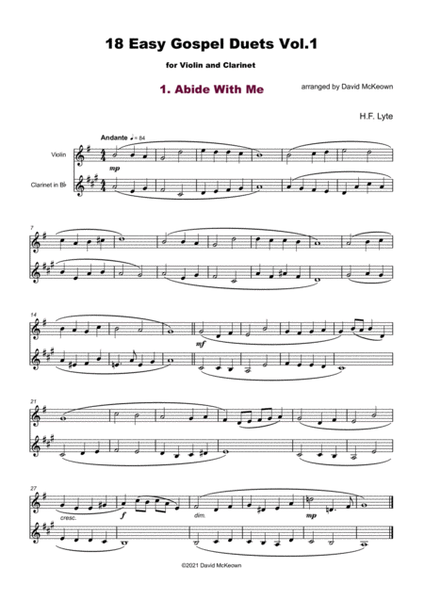 18 Easy Gospel Duets Vol.1 for Violin and Clarinet
