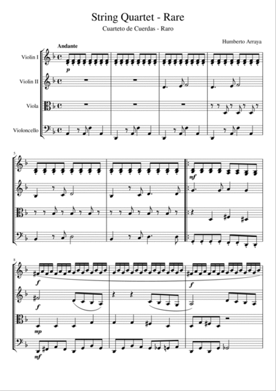 String Quartet - Rare String Quartet scores gallery preview page 1