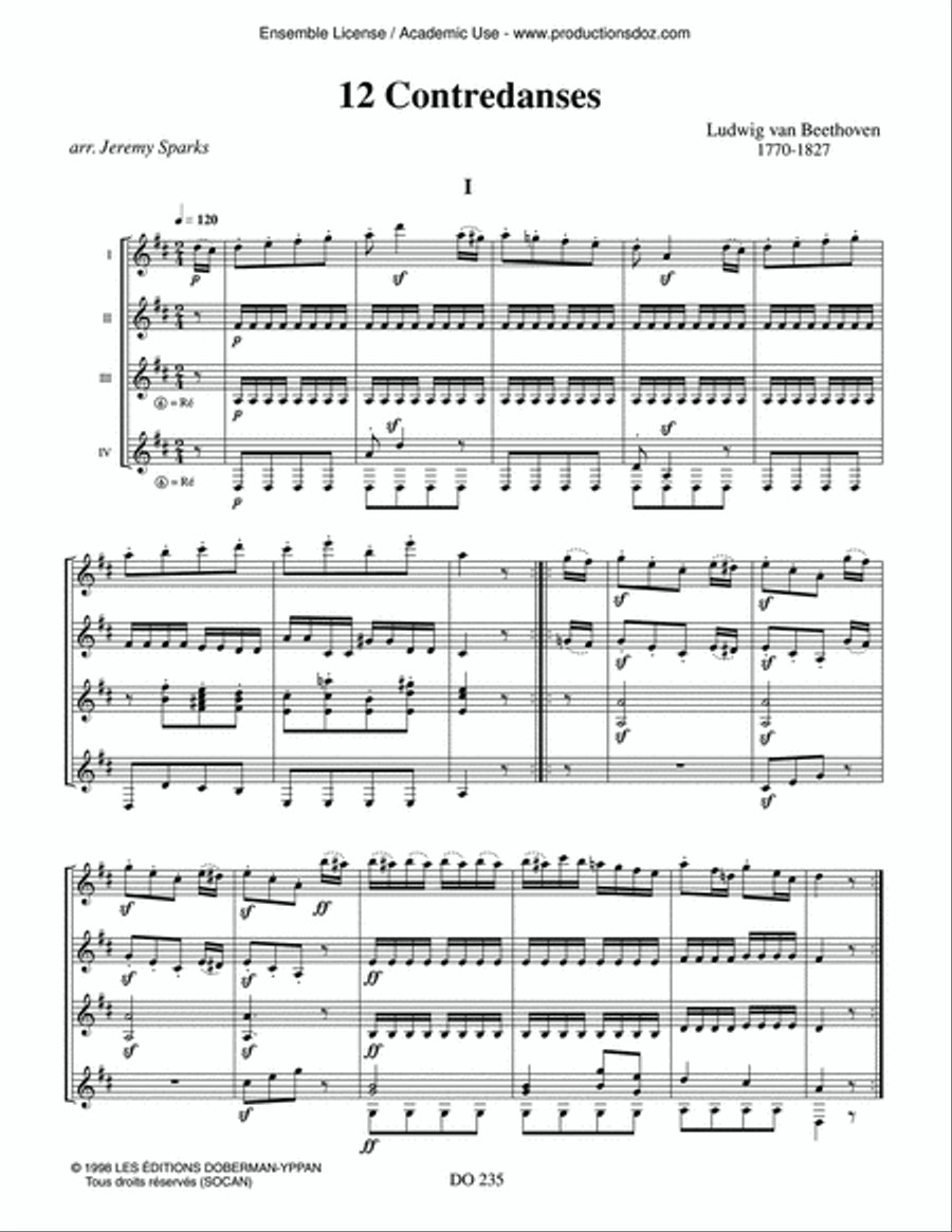 Douze contredanses Guitar Ensemble scores gallery preview page 3