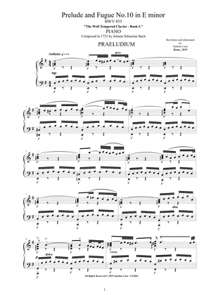 Book cover for Bach - Prelude and Fugue No.10 in E minor BWV 855 for Piano