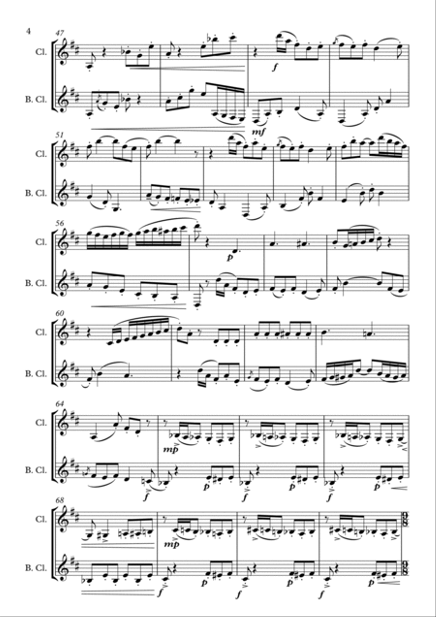 Sonatina For Clarinet And Bass Clarinet (Originally for clarinet and bassoon) Woodwind Duet scores gallery preview page 4