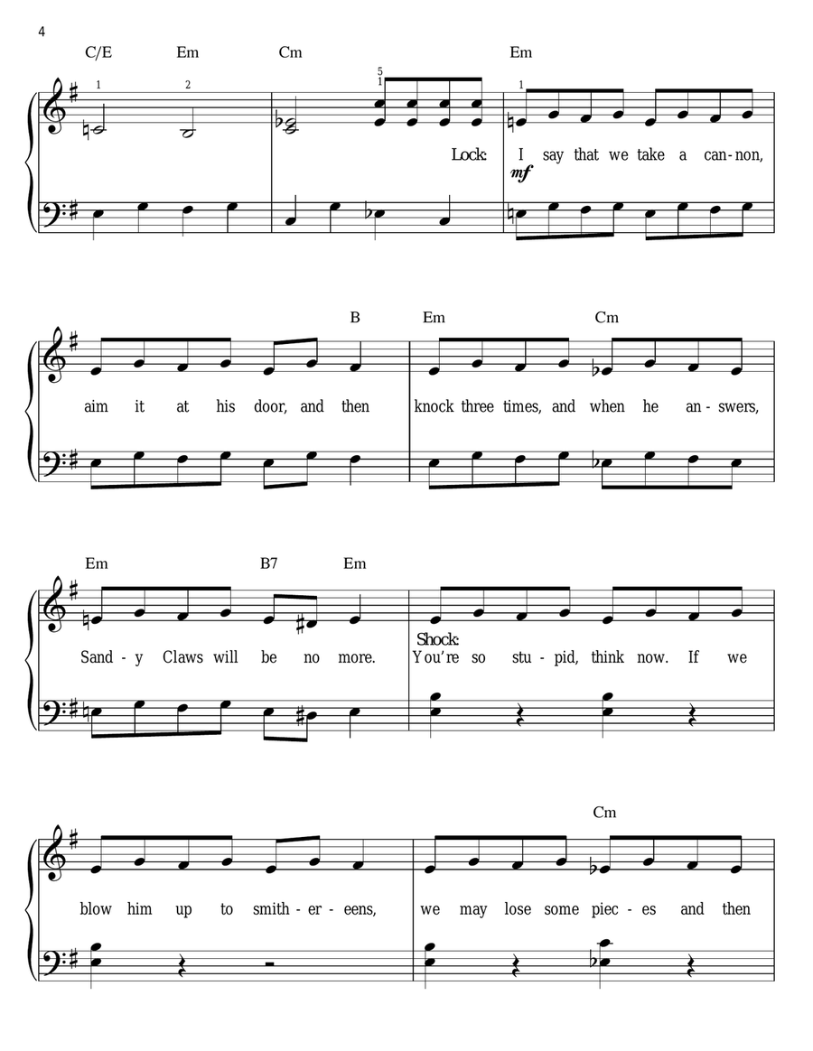 Kidnap The Sandy Claws (from The Nightmare Before Christmas) Easy Piano scores gallery preview page 4