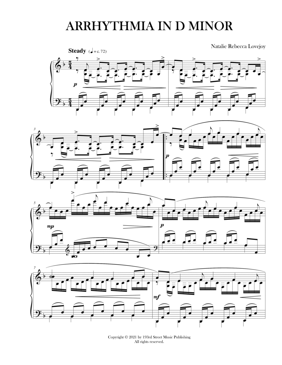 Arrhythmia in D Minor Piano Solo scores gallery preview page 1
