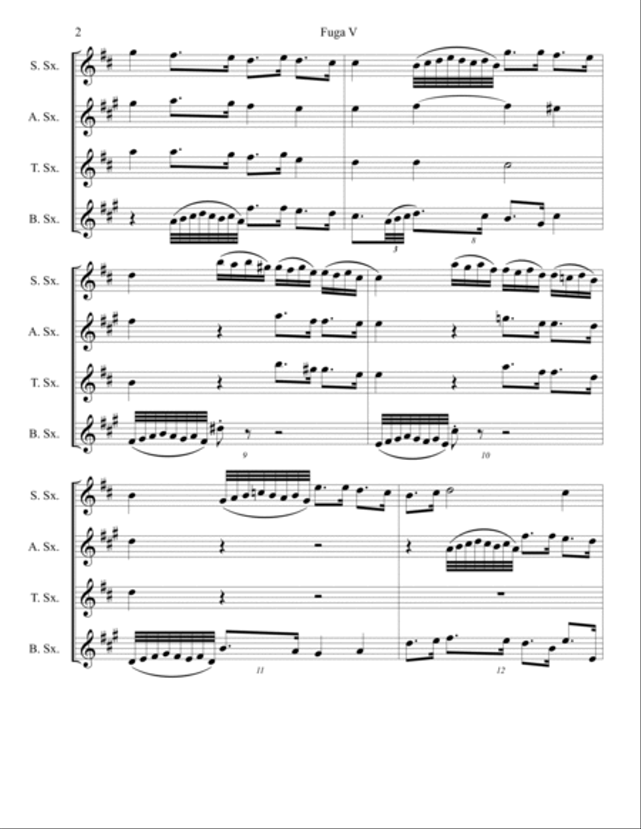 Fuga V Well-tempered clavier book 1 Saxophone Quartet scores gallery preview page 2