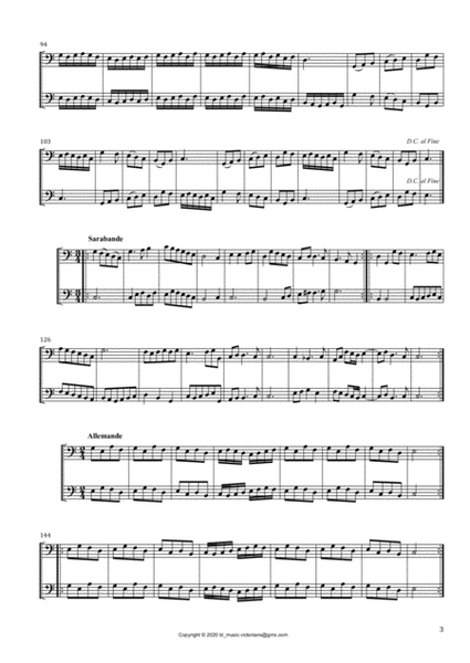 JD Braun, Six Suites op.2 for 2 Bass Recorders, score
