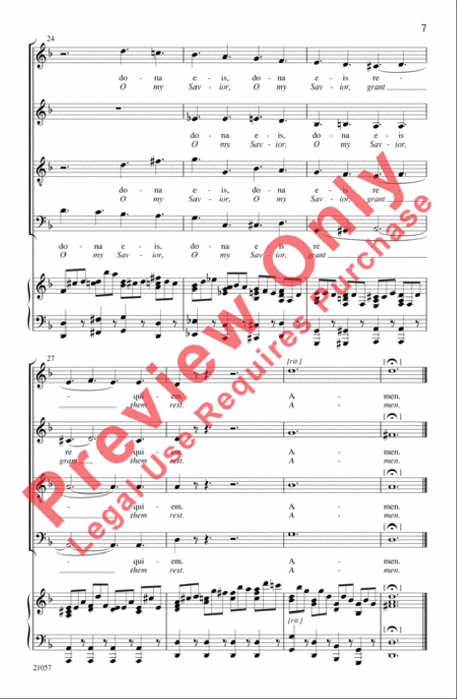 Lacrimosa (from Requiem) 4-Part scores gallery preview page 7