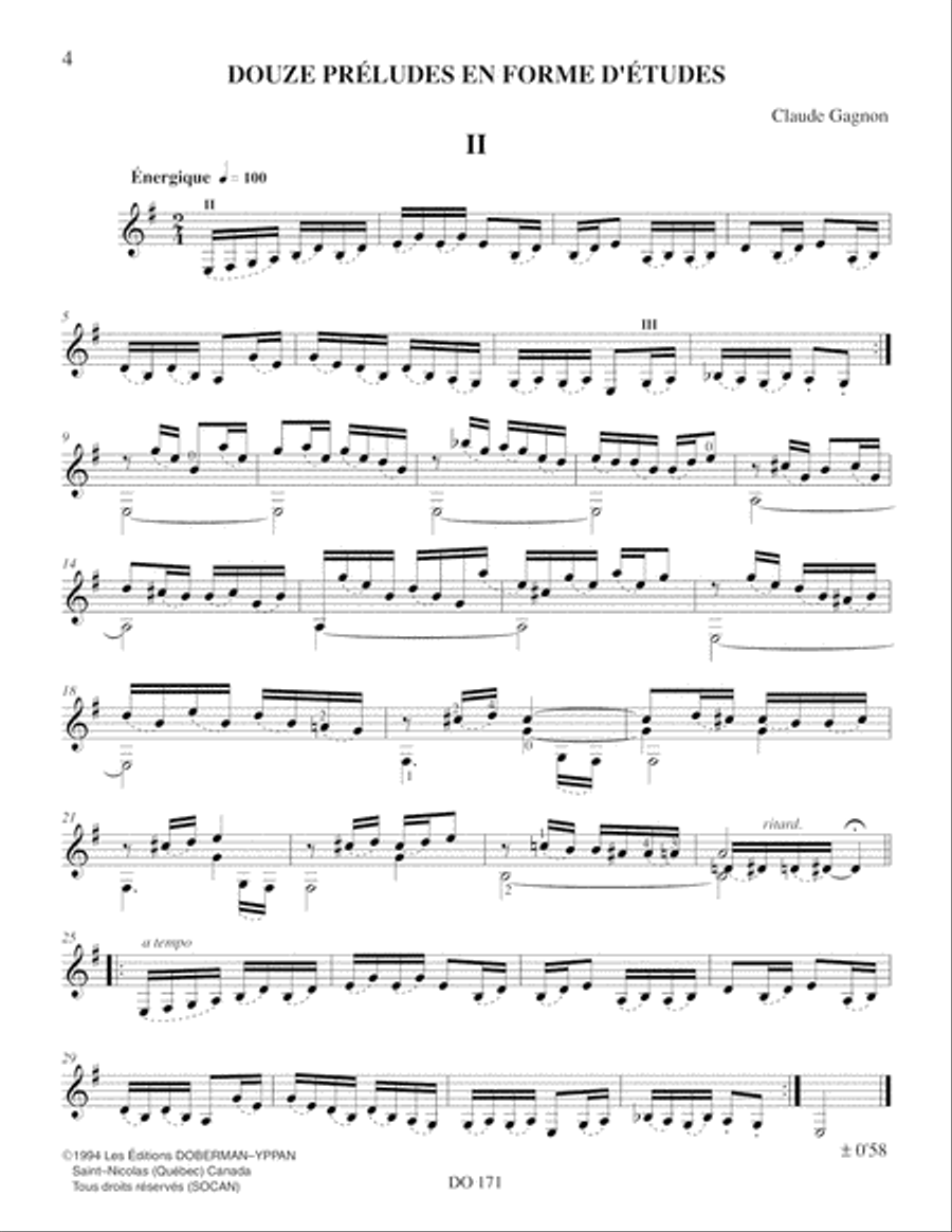 Douze préludes en forme d'études Classical Guitar scores gallery preview page 4