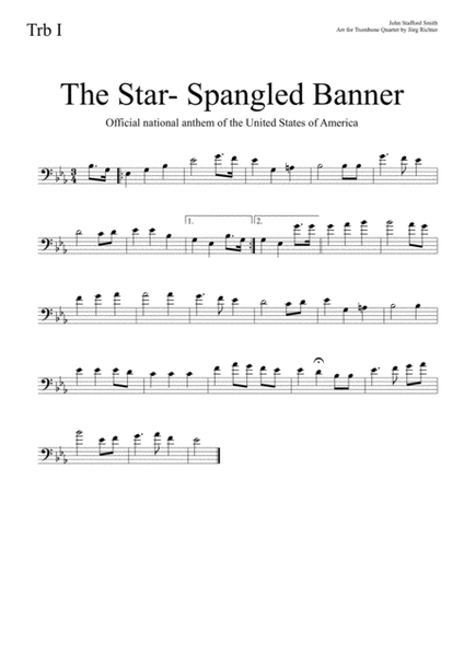 The Star- Spangled Banner (Nationalhymne USA) für Posaunenquartett image number null