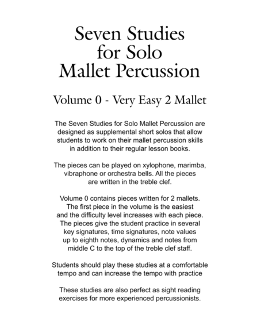 Seven Studies for Solo Mallet Percussion Volume 0 Percussion Ensemble scores gallery preview page 2