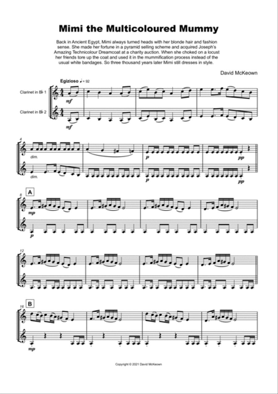 Mimi the Multicoloured Mummy, Halloween Duet for Clarinet Clarinet Duet scores gallery preview page 2