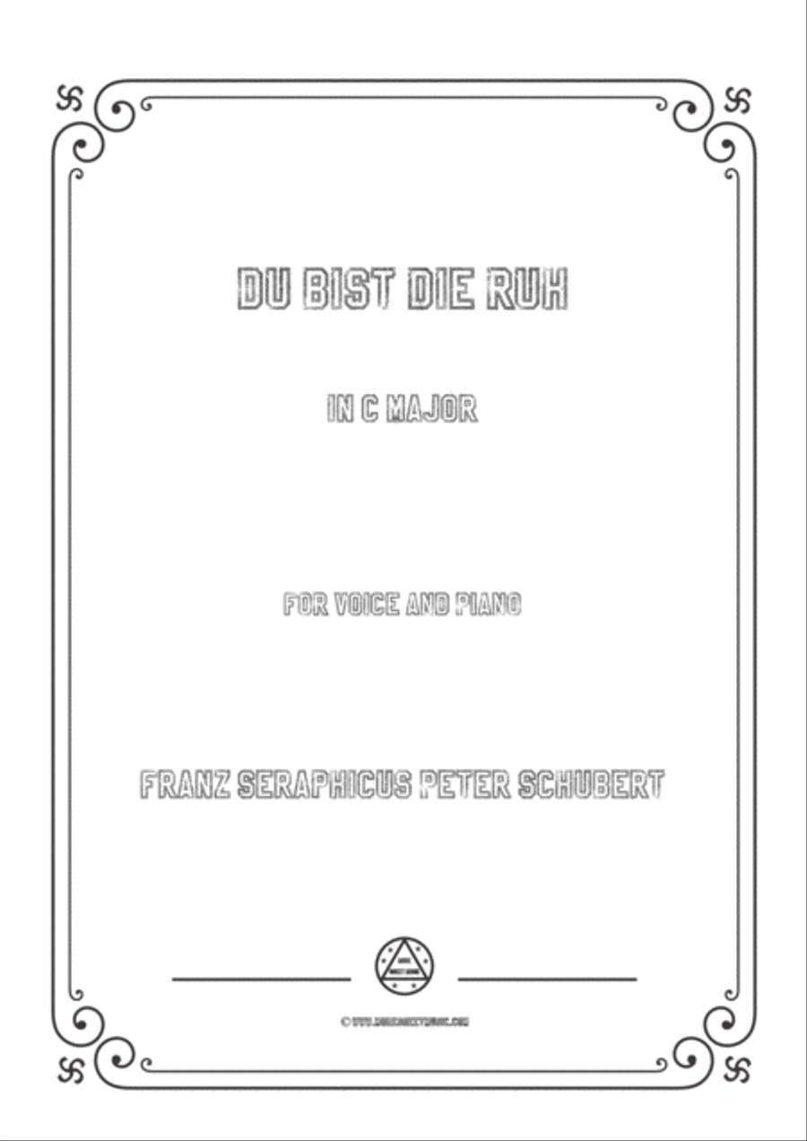 Schubert-Du bist die Ruh in C Major,for voice and piano Voice Solo scores gallery preview page 1