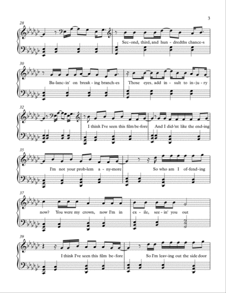 Exile Piano Solo scores gallery preview page 3