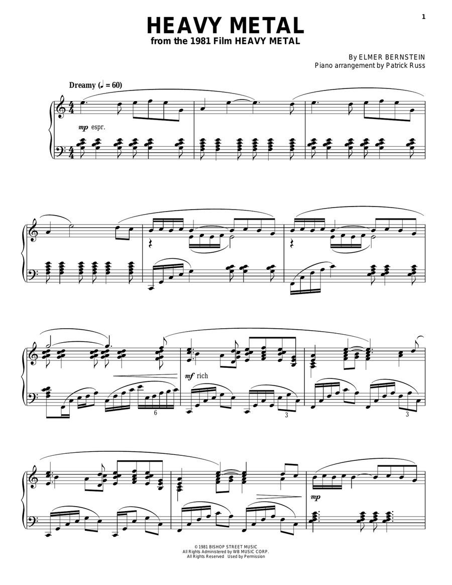 Heavy Metal Piano Solo scores gallery preview page 1