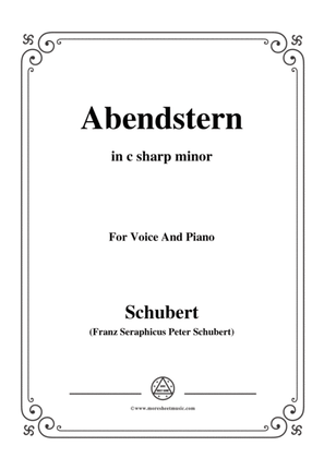 Book cover for Schubert-Abendstern,in c sharp minor,for Voice&Piano