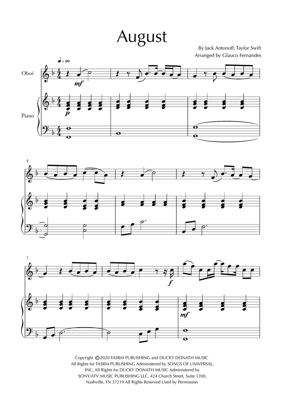 August Piano scores gallery preview page 1