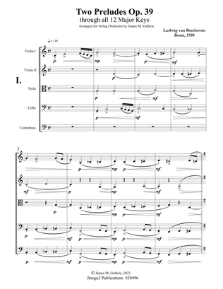 Beethoven: Two Preludes Op. 39 for String Orchestra - Score Only