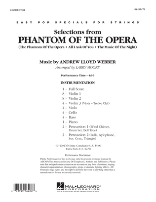 Book cover for Selections from Phantom Of The Opera - Full Score
