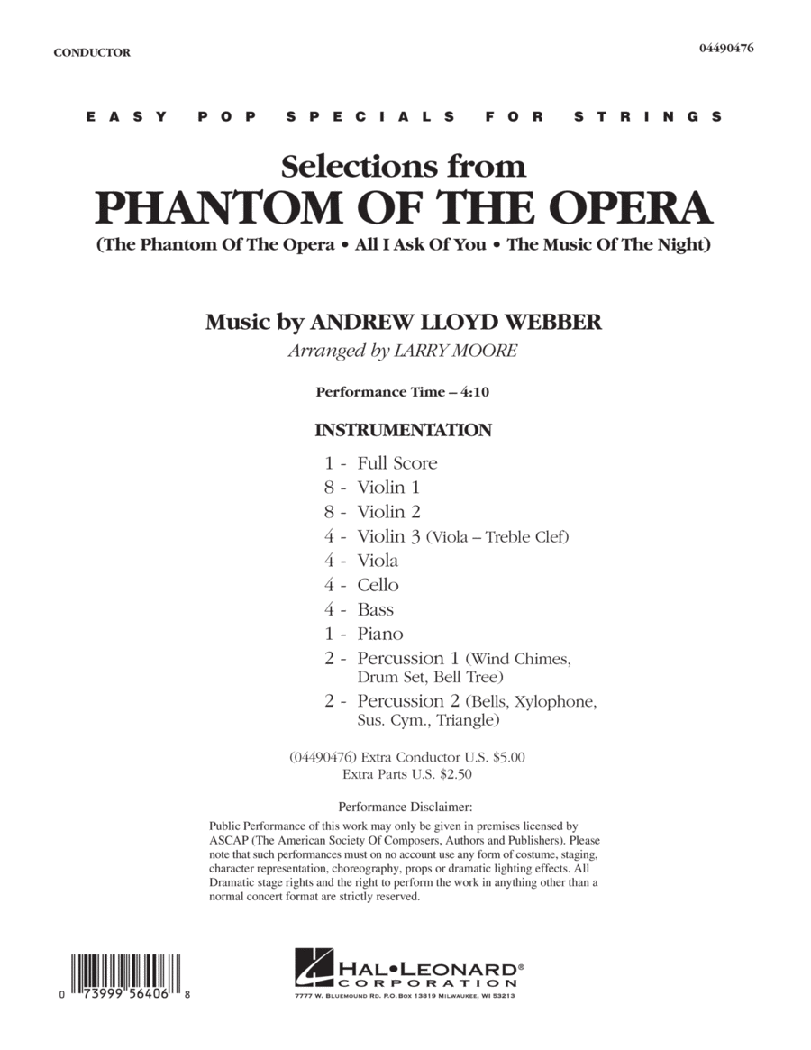 Book cover for Selections from Phantom Of The Opera - Full Score