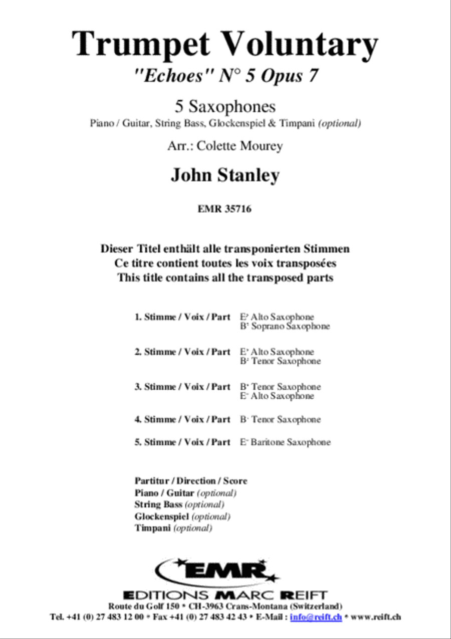 Trumpet Voluntary Saxophone Ensemble scores gallery preview page 2