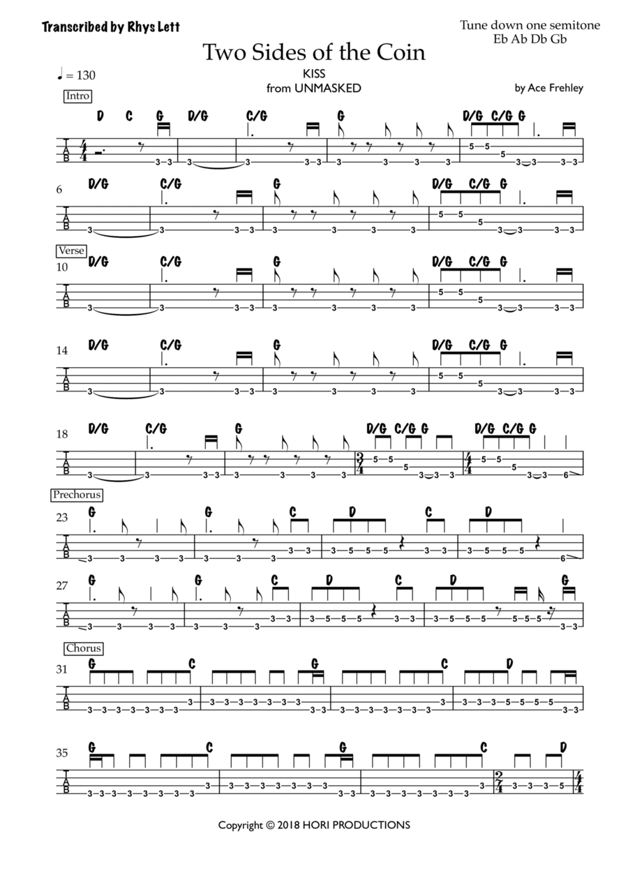 Two Sides Of The Coin Two Sides Of The Coin Guitar Tablature scores gallery preview page 1