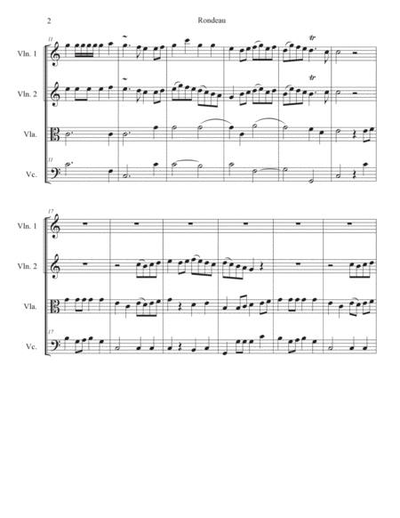 Rondeau "Theme from Masterpiece Theater" in C for String Quartet