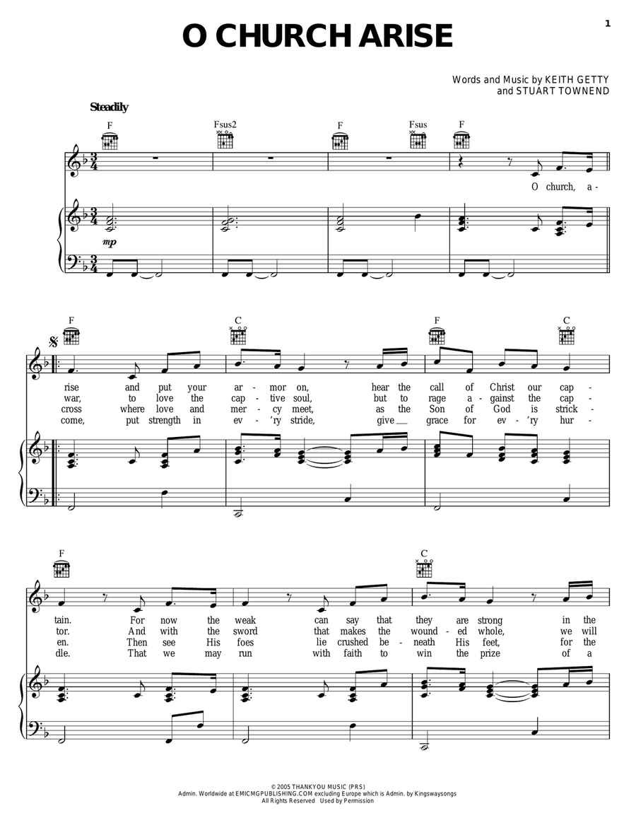 O Church Arise Piano, Vocal, Guitar scores gallery preview page 1