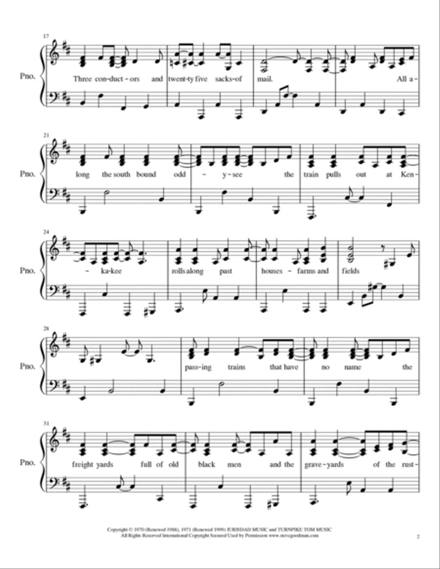 City Of New Orleans City Of New Orleans Piano Solo scores gallery preview page 2