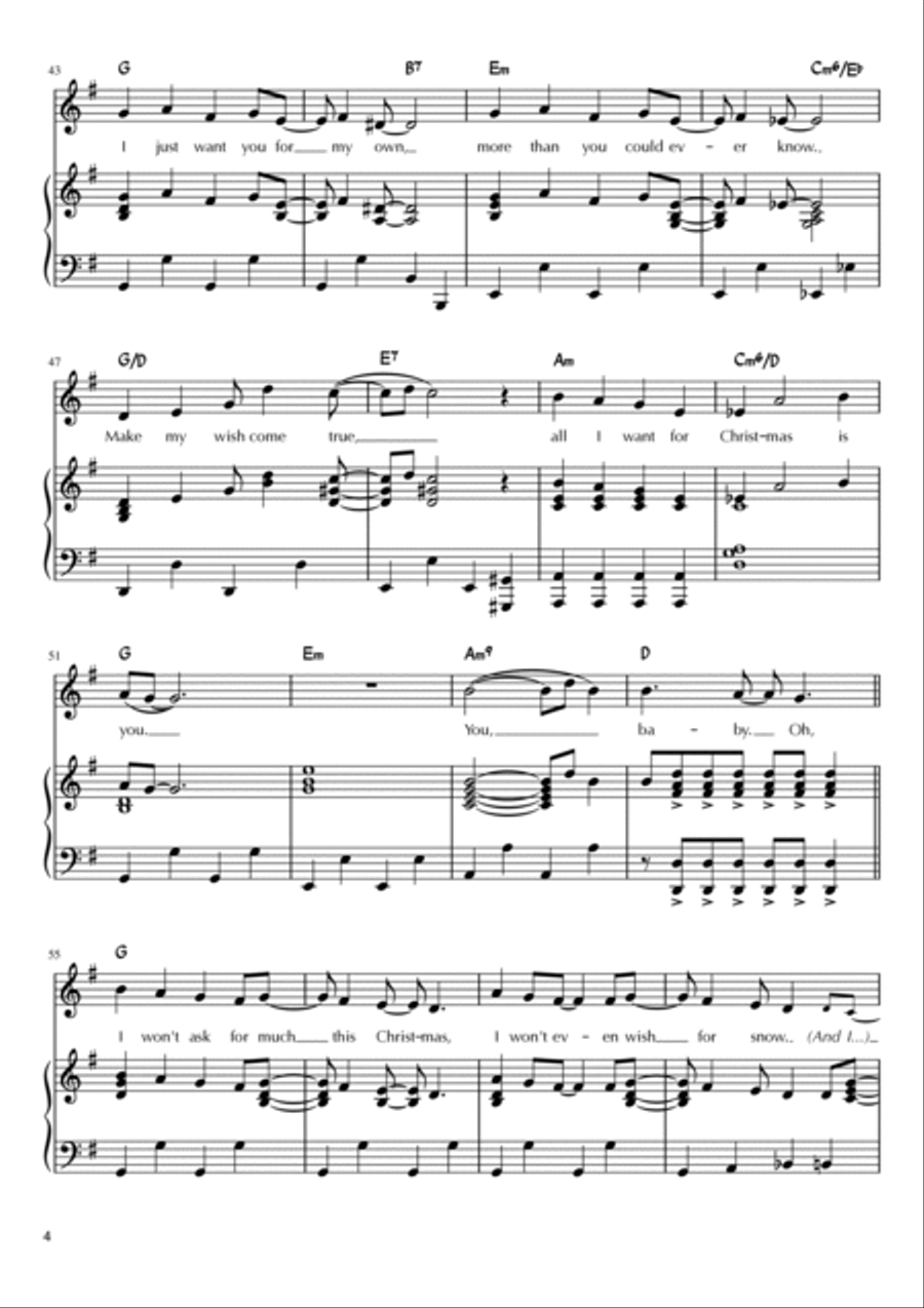 All I Want For Christmas Is You Piano, Vocal, Guitar scores gallery preview page 4
