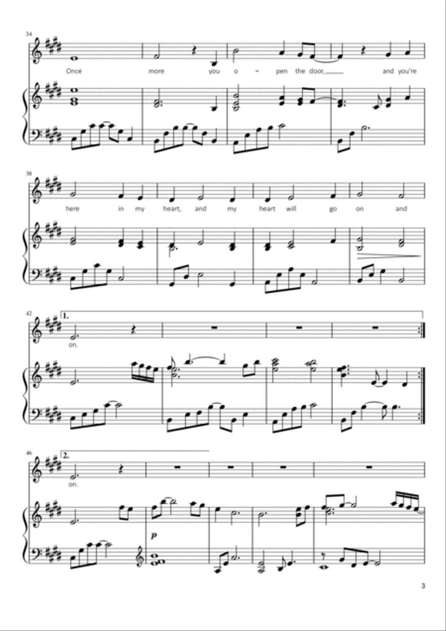 My Heart Will Go On (Love Theme from Titanic) Voice scores gallery preview page 3