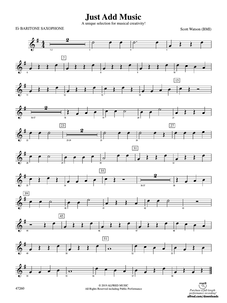 Just Add Music: E-flat Baritone Saxophone
