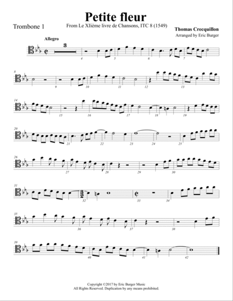 Petite Fleur for Trombone or Low Brass Quartet image number null