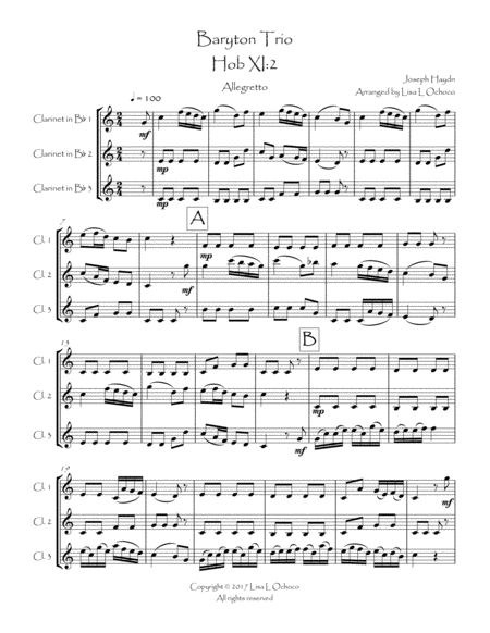 Baryton Trio, Hob XI:2 for Clarinet Trio image number null