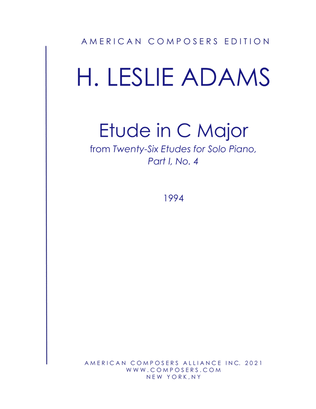 Book cover for [Adams] Etude in C Major (Part I, No. 4)