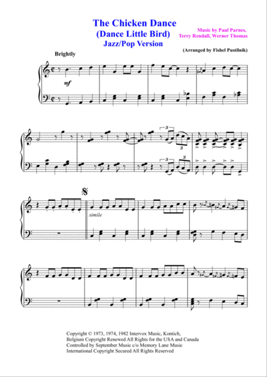 The Chicken Dance Piano Solo scores gallery preview page 2
