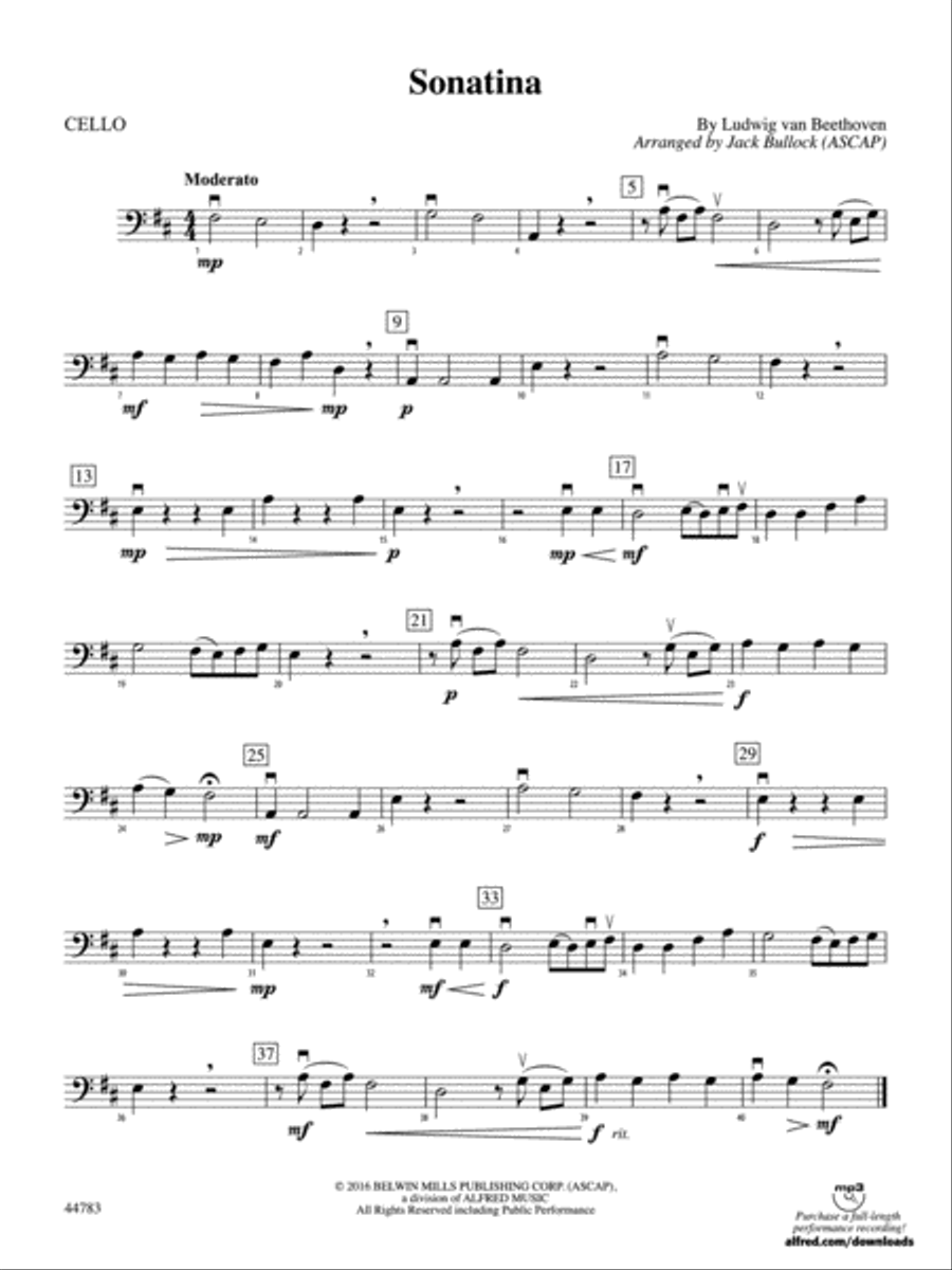 Sonatina: Cello Sonatina: Cello String Orchestra scores gallery preview page 1