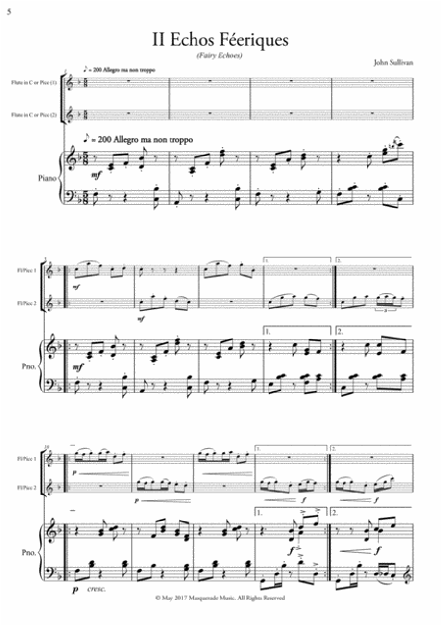 Two Miniatures for 2 Flutes and Piano (with optional piccolo duet) Flute Duet scores gallery preview page 6