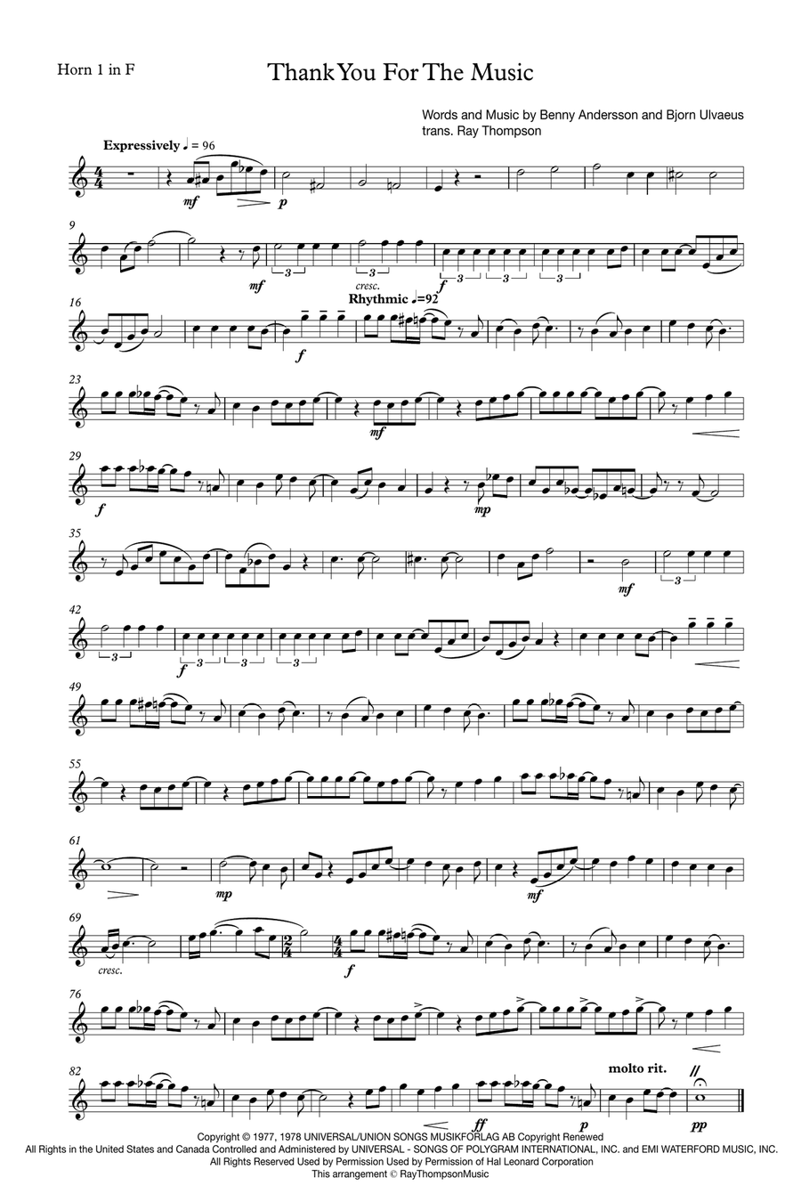 Thank You For The Music Brass Quartet scores gallery preview page 6