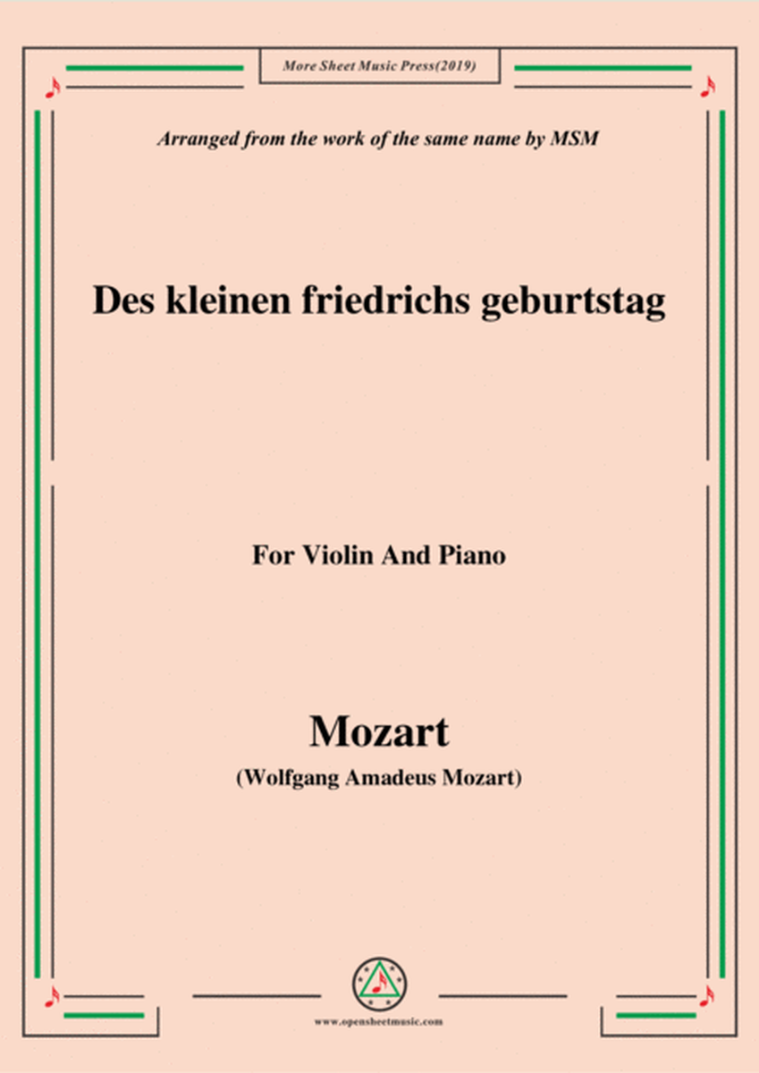 Mozart-Des kleinen friedrichs geburtstag,for Violin and Piano image number null