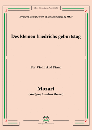 Book cover for Mozart-Des kleinen friedrichs geburtstag,for Violin and Piano