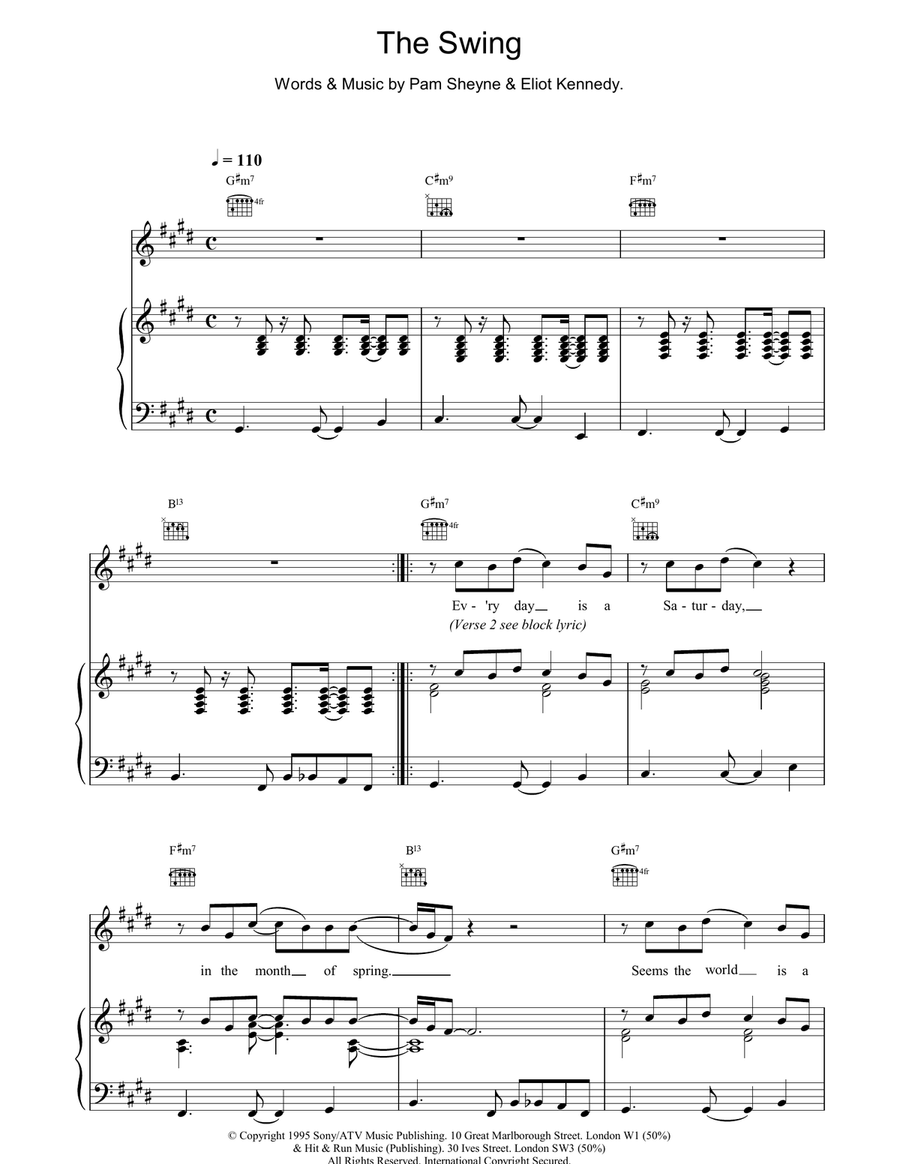 The Swing Piano, Vocal, Guitar scores gallery preview page 1