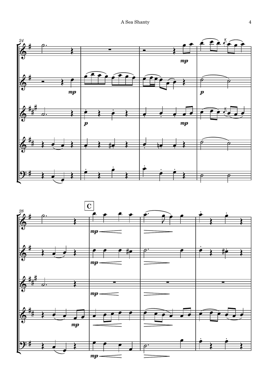 A Sea Shanty A Sea Shanty Woodwind Quintet scores gallery preview page 5