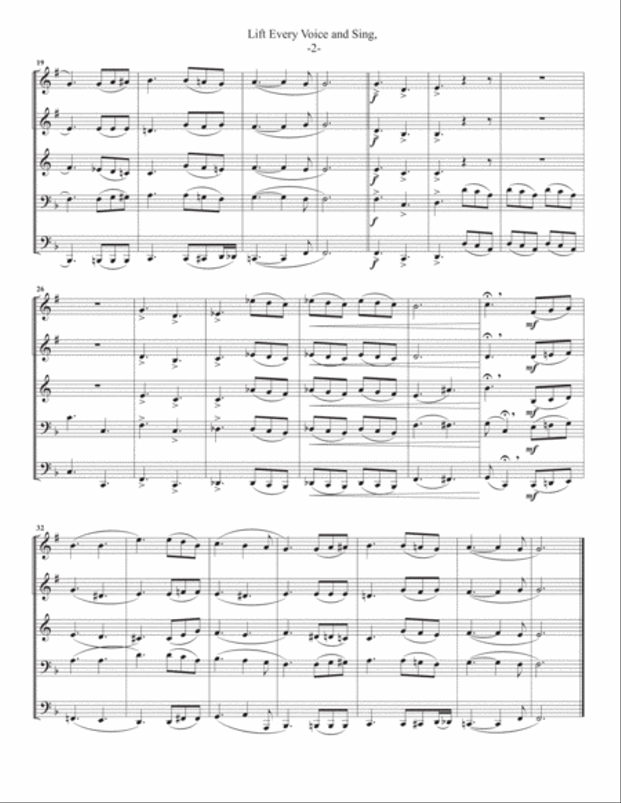 Lift Every Voice And Sing Black National Anthem for Brass Quintet Lift Every Voice And Sing Black National Anthem for Brass Quintet Brass Quintet scores gallery preview page 3