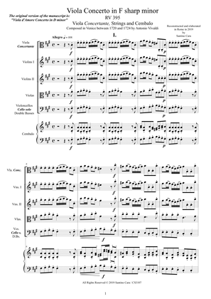 Vivaldi - Viola Concerto in F sharp minor RV395 for Viola concertante, Strings and Cembalo