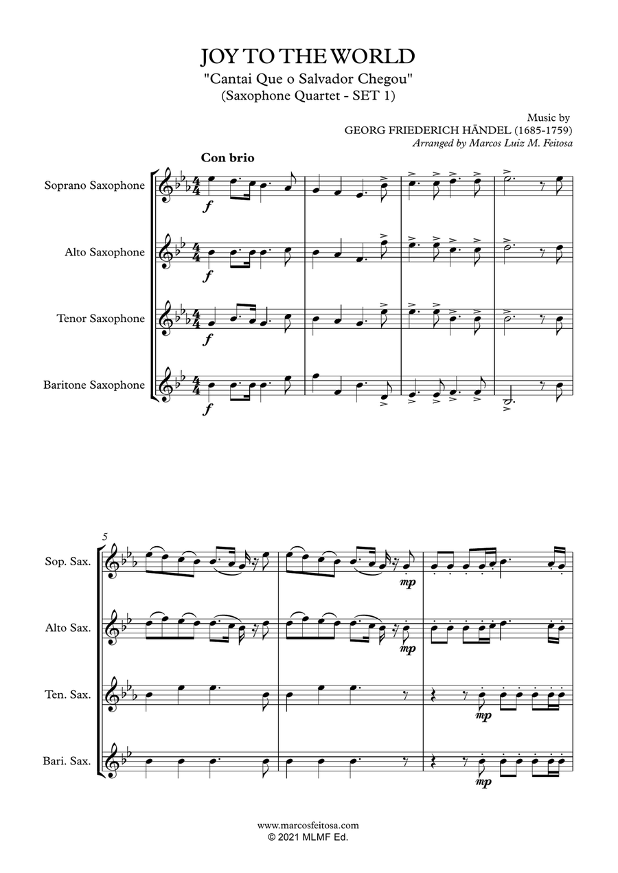 Joy To The World (Cantai Que o Salvador Chegou) - Saxophone Quartet (SET 1) Saxophone Quartet scores gallery preview page 3
